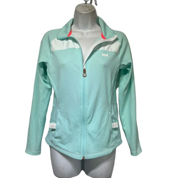 helly hansen teal blue white full zip activewear track jacket Size S - Picture 1 of 7